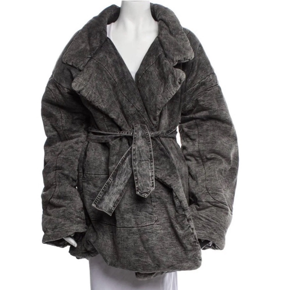 Norma Kamali Sleeping Bag Acid Wash Car Coat